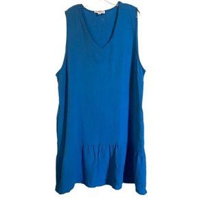 Lucky Brand Blue Cotton V Neck Dress
